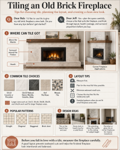 tile over brick fireplace