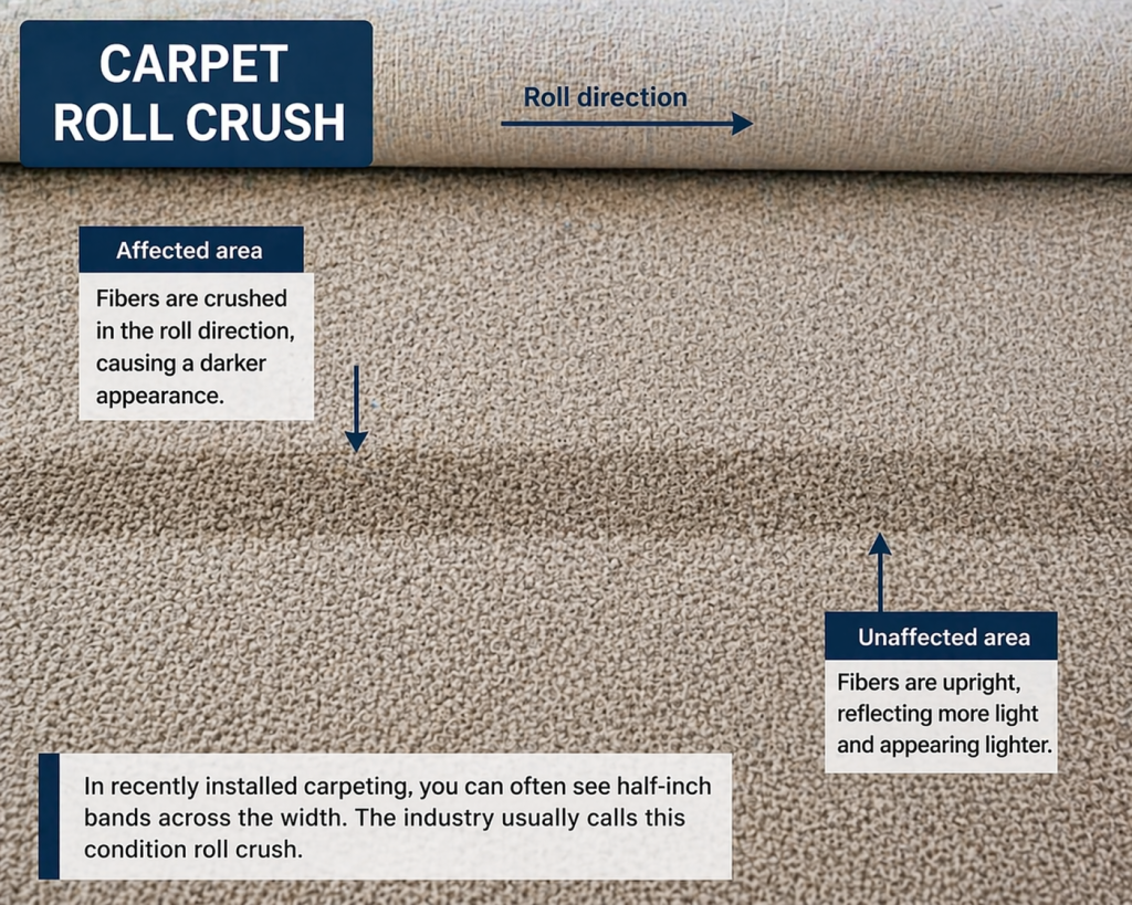 carpet with roll crush damage