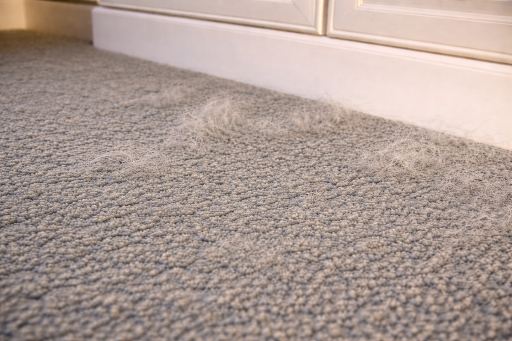 image of a grey carpet with fuzzing